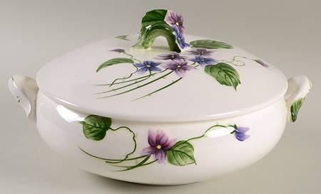 Sweet Violets Round Covered Vegetable