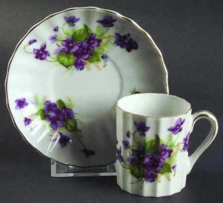 Sweet Violets Flat Demitasse Cup & Saucer Set