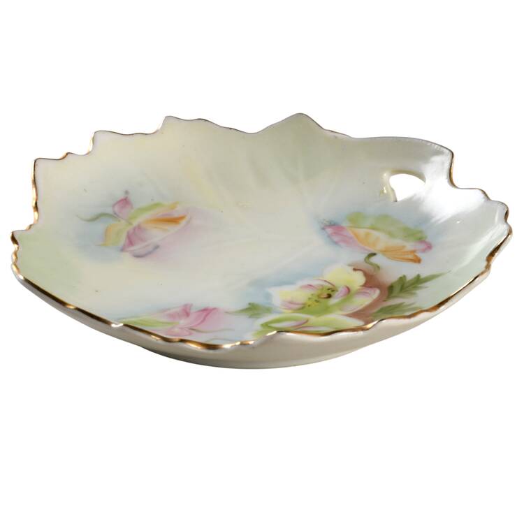 To A Wild Rose Leaf Shaped Dish by Lefton