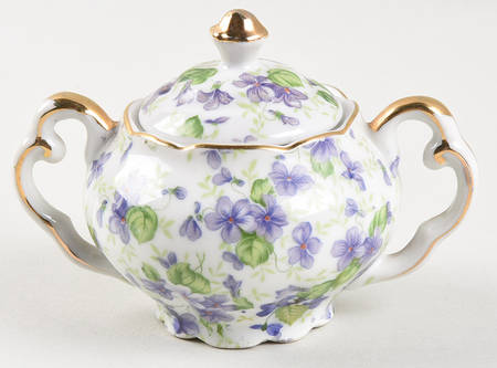 Violet Chintz Mini Sugar Bowl & Lid
