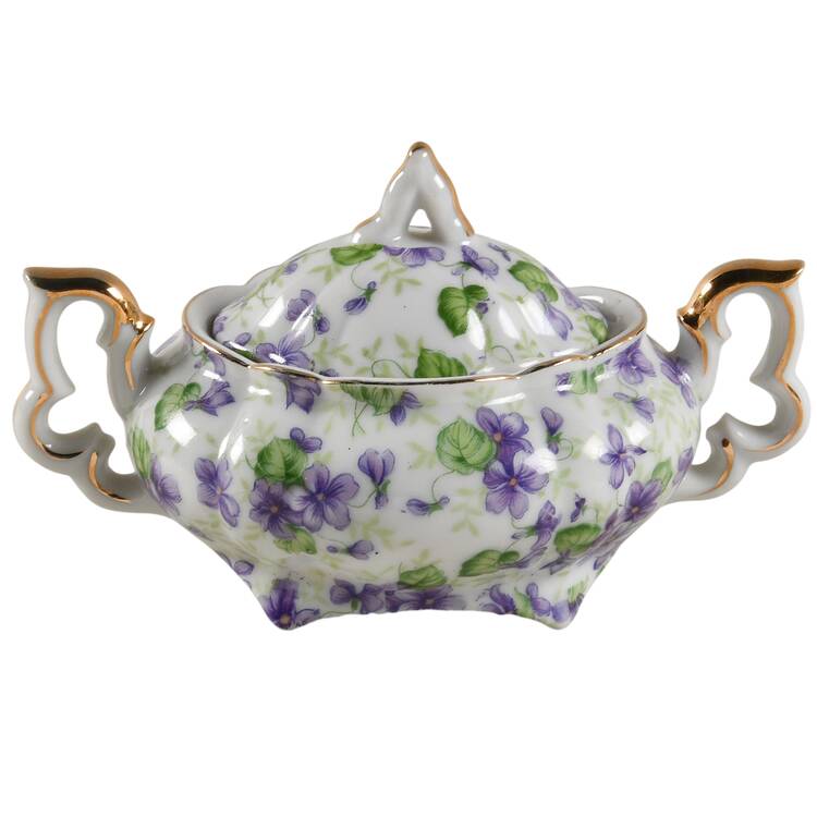 Violet Chintz Mini Sugar Bowl & Lid
