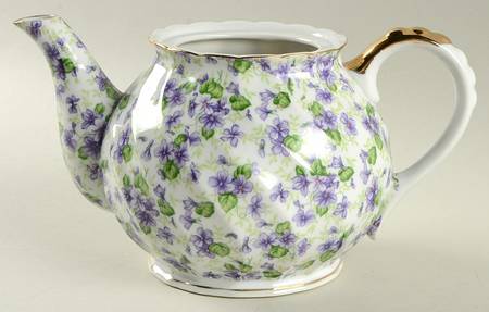 Violet Chintz Teapot No Lid