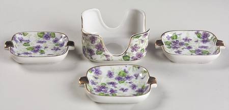 Violet Chintz Ashtray Set with Holder, Holder Only