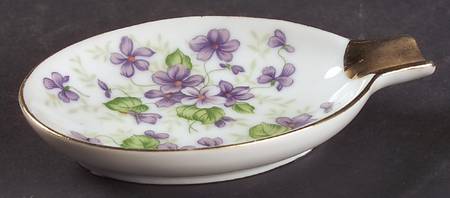 Violet Chintz Oval Ashtray by Lefton