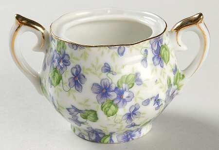Violet Chintz Individual Sugar Bowl No Lid
