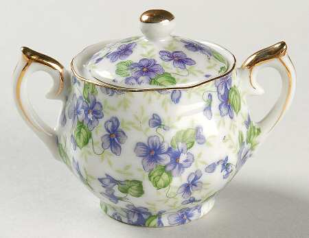 Violet Chintz Individual Sugar Bowl & Lid