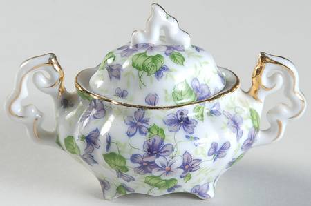 Violet Chintz Individual Sugar Bowl & Lid
