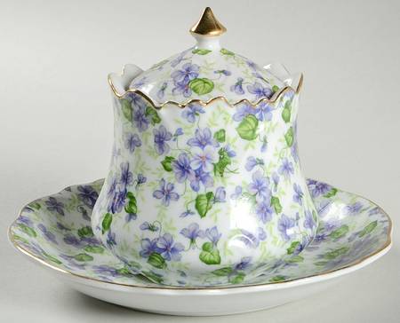 Violet Chintz Jam/Jelly & Lid W/Underplate