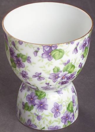 Violet Chintz Double Egg Cup by Lefton