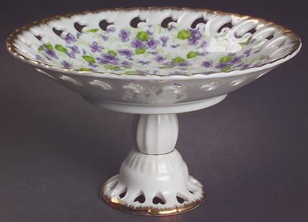 Violet Chintz Round Compote (Height X Width)