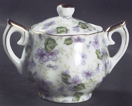 Violet Chintz Individual Sugar Bowl & Lid