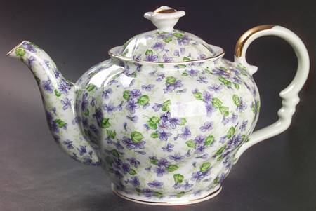 Violet Chintz Teapot & Lid