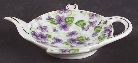 Violet Chintz Tea Bag Holder