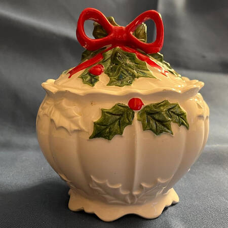 White Holly Sugar Bowl & Lid