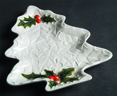 White Holly 1 Part Medium Tree Shaped Dish