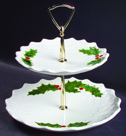 White Holly 2 Tiered Serving Tray (Luncheon & Salad Plate)