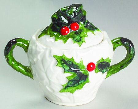 White Holly Mini Sugar Bowl & Lid