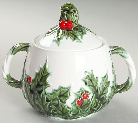 White Holly Sugar Bowl & Lid