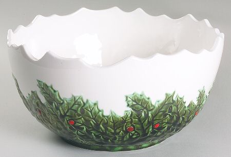 White Holly 9" Salad Serving Bowl