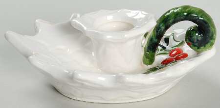 White Holly Handled Candleholder