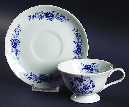 Blue Meissen Footed Cup & Saucer Set