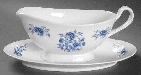 Blue Meissen Gravy Boat & Underplate