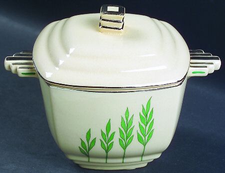 Green Wheat (Square) Sugar Bowl & Lid