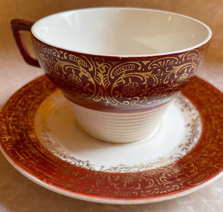 Maroon Emperor Flat Cup & Saucer Set