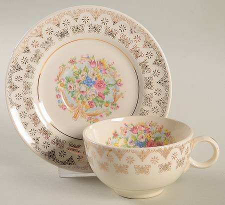 Old Mirror Footed Cup & Saucer Set