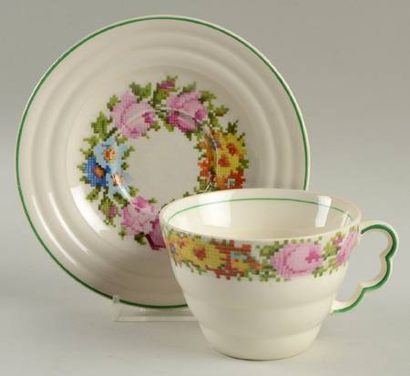 Petit Point Flat Cup & Saucer Set