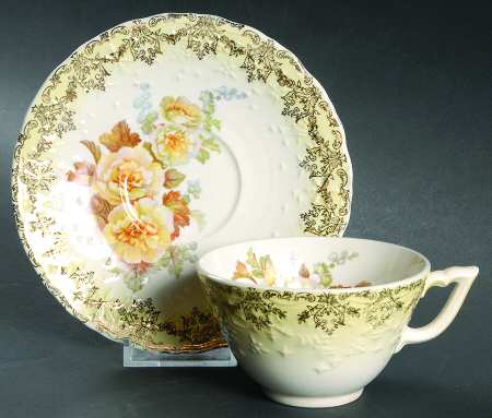 Rose of Sharon Yellow Flat Cup & Saucer Set