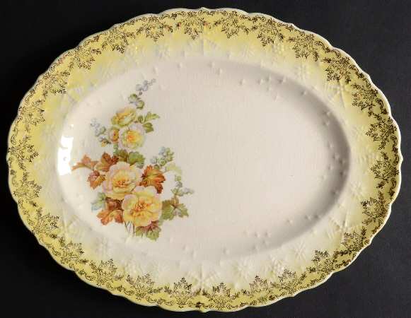 Rose of Sharon Yellow 11" Oval Serving Platter