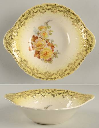 Rose of Sharon Yellow Lugged Cereal Bowl