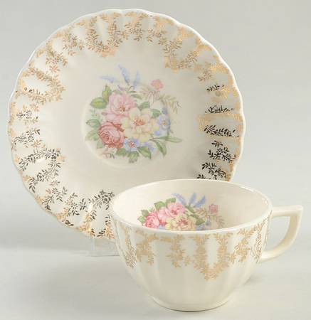 Arcadia Flat Cup & Saucer Set by Limoges-American