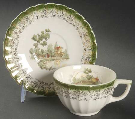 Chateau France Mandarin Green (KS384) Flat Cup & Saucer Set