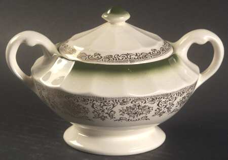 Chateau France Mandarin Green (KS384) Sugar Bowl & Lid