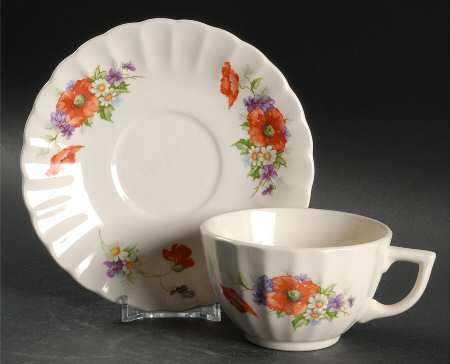 China Poppy Flat Cup & Saucer Set