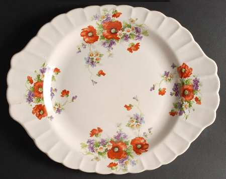 China Poppy 15" Oval Serving Platter