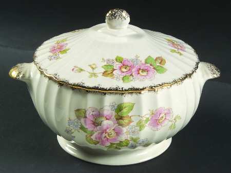 China Rose (Scalloped) Round Covered Vegetable