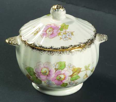 China Rose (Scalloped) Sugar Bowl & Lid