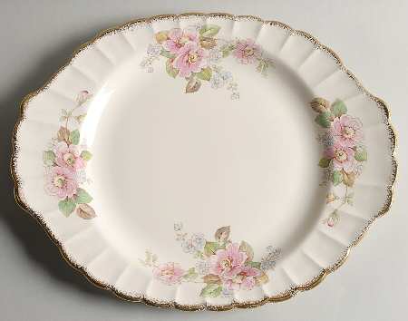 China Rose (Scalloped) 15" Oval Serving Platter by Limoges-American