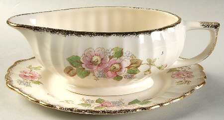 China Rose (Scalloped) Gravy Boat & Underplate/Relish