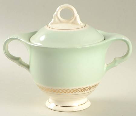 Federal Aqua Green Sugar Bowl & Lid