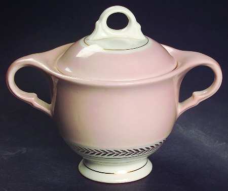 Federal Coral Pink Sugar Bowl & Lid