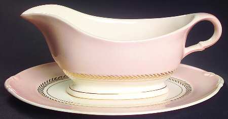 Federal Coral Pink Gravy Boat & Underplate/Relish