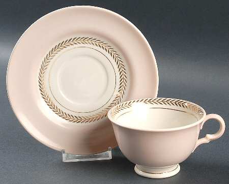 Federal Coral Pink Footed Cup & Saucer Set