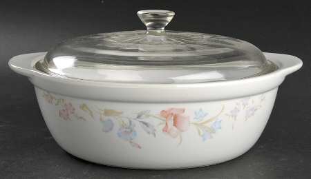 Flowers 1.5 Qt Round Covered Casserole with Glass Lid