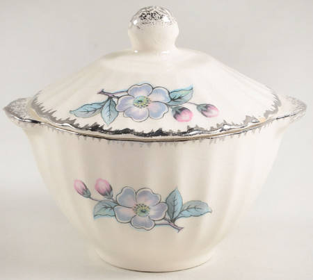 Grey Blossom Sugar Bowl & Lid