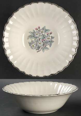Grey Blossom 8" Round Vegetable Bowl