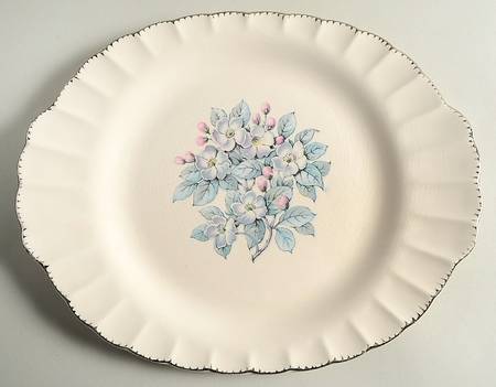 Grey Blossom 11" Oval Serving Platter
